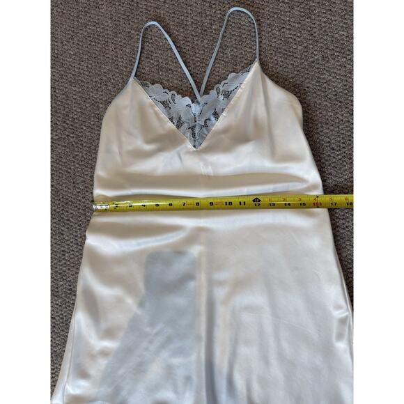 Lilac + London Bridal Satin Chemise & Robe Set XS “Mrs.” White Blue Lace Wedding - Picture 3 of 11